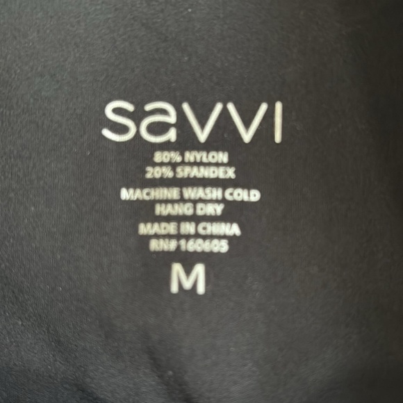 New SAVVI Leggings Compression Mid to high Waist Medium  Black - Picture 3 of 5